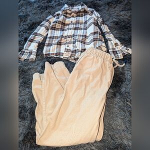 Tommy Bahama Plaid Shirt and Beige Pants Set